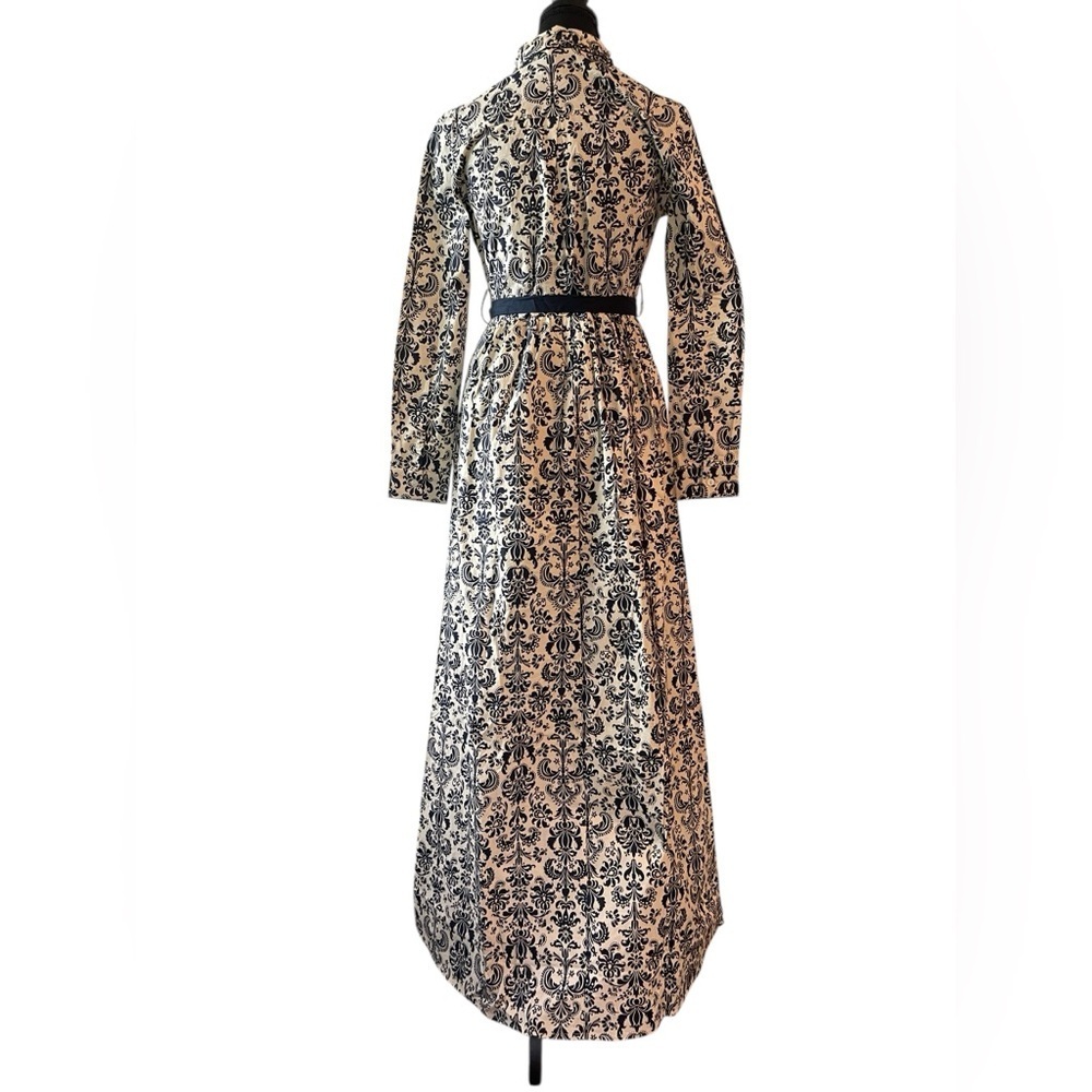 Trish Scully Costance Maxi Dress NWT Size 0 | Navy Damask Cottagecore Button-Up - Picture 9 of 12